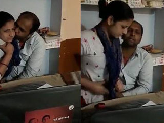 After-hours romance between village school teachers in their classroom