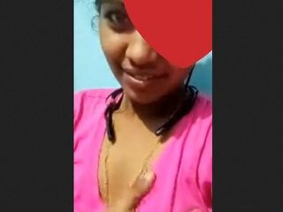 Indian girl with large breasts displays them in virtual reality video