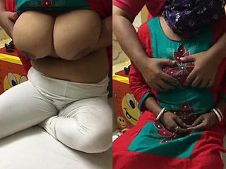 Bengali matrimony with large natural breasts entertained by her spouse's companion while her husband films