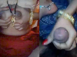 Indian wife has sex with her husband while also fondling her own breasts