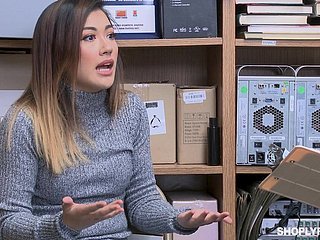 Aubree Ice's naughty encounter with a guard in the storage room