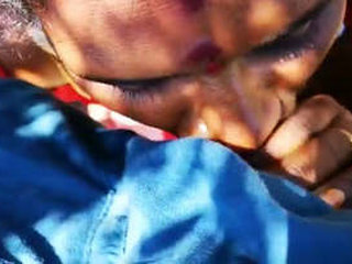 Village girl from India performs oral sex outdoors