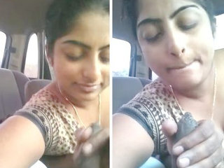 Indian girl gives oral pleasure to her boss in a car