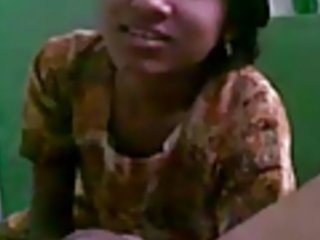 Cute Indian teen gives a blowjob to a big cock