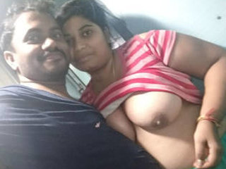Desi couple flaunts their breasts in video call
