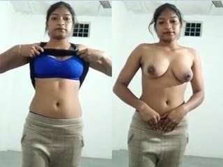 Exclusive video of a hot Desi girl exposing her breasts and intimate area