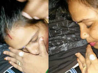 Desi bhabhi and neighbor girl indulge in passionate smooch and blowjob