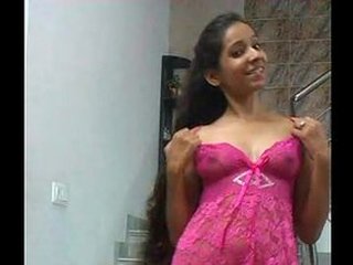 Busty Indian babe strips naked at home and masturbates