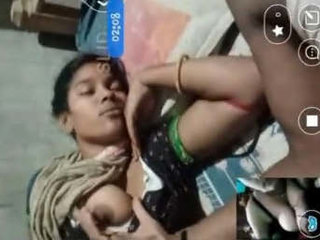 Husband flaunts his wife's breasts on video call to friends