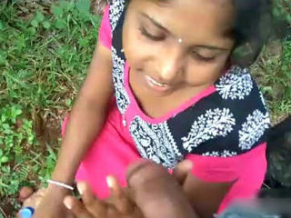 Telugu girl gives a POV blowjob in the park